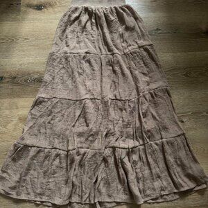 Vintage Y2K Tiered Chocolate Brown Maxi‎ Skirt size small